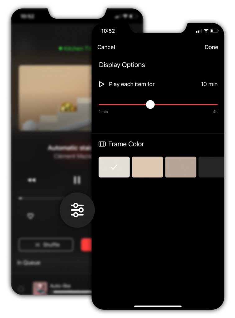 Choose the duration and the frame color you want to display on your screen