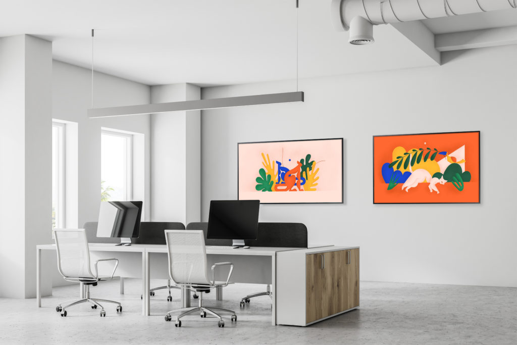 Inspiring office streaming digital art on Smart TV's from WindowSight