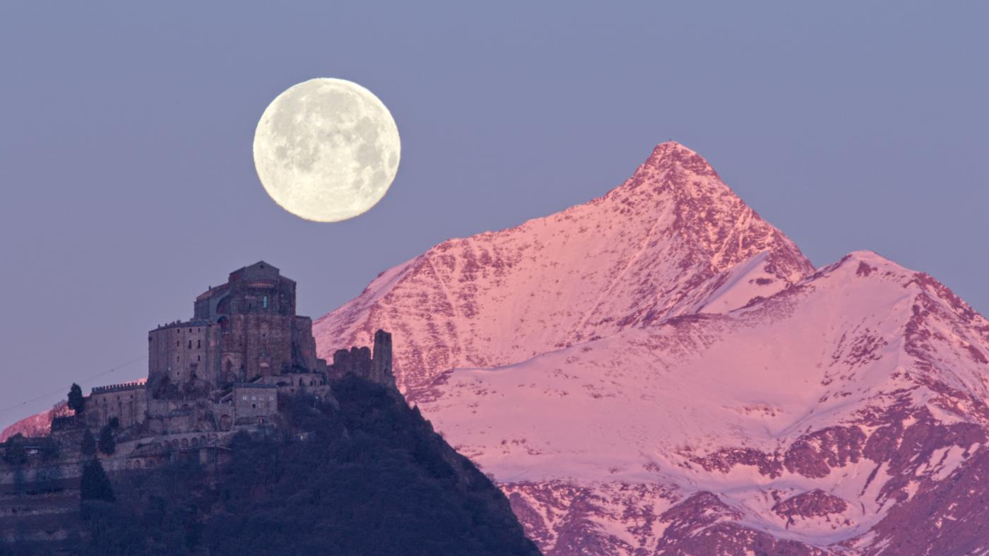 Full Moon, Sacra di San Michele and Rocciamelone by Emanuele Balboni and displayed at WindowSight
