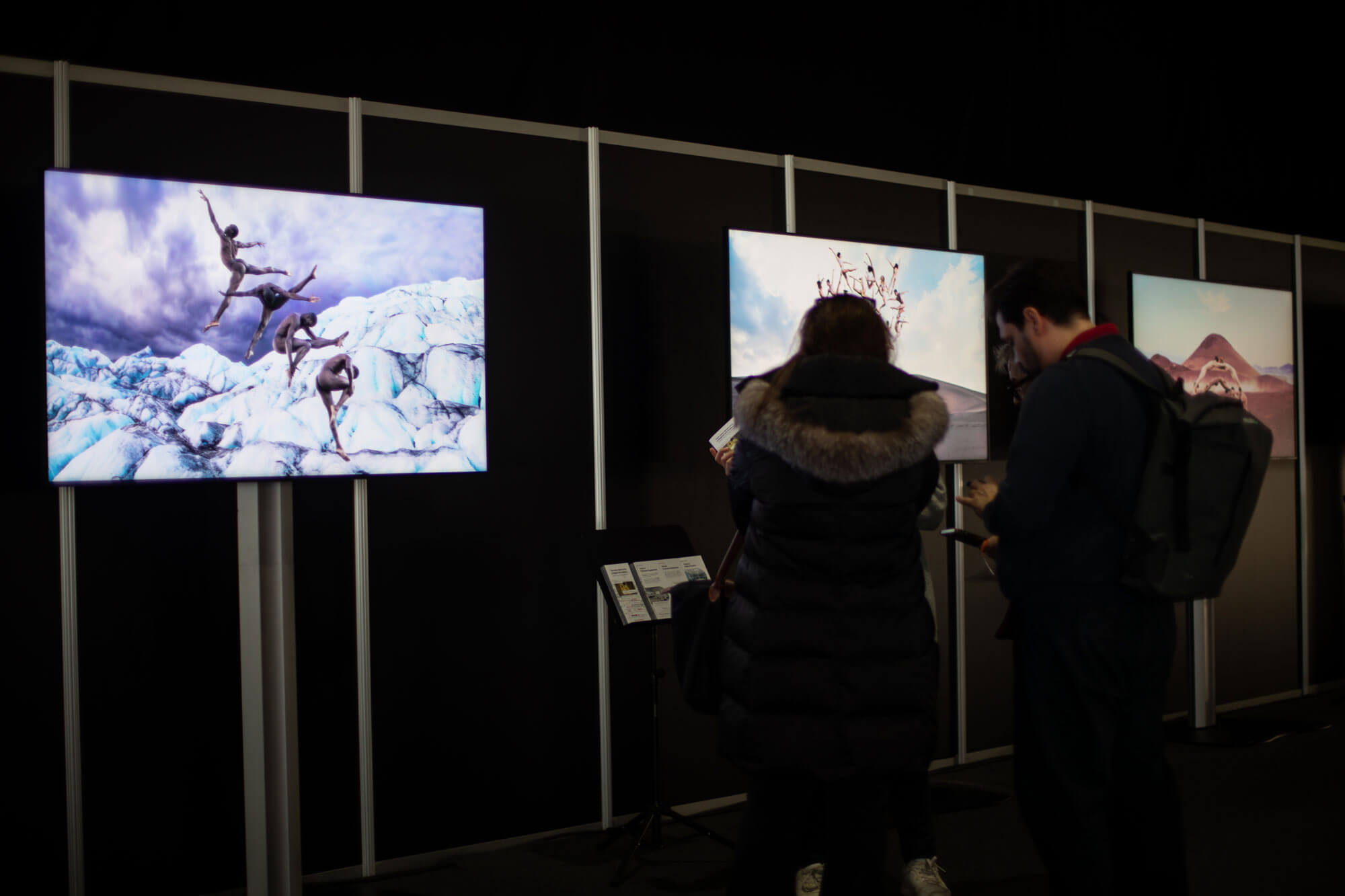 Art Exibition at ISE Show 2024 displaying artworks streamed on WindowSight.