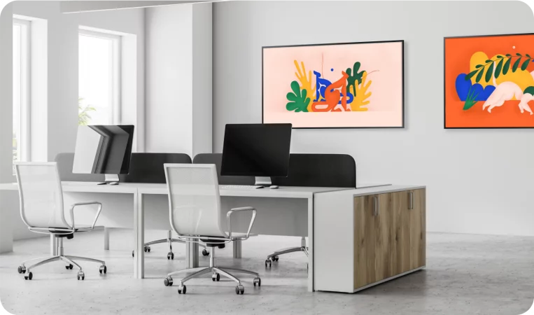 Inspiring office streaming digital art on Smart TV's from WindowSight